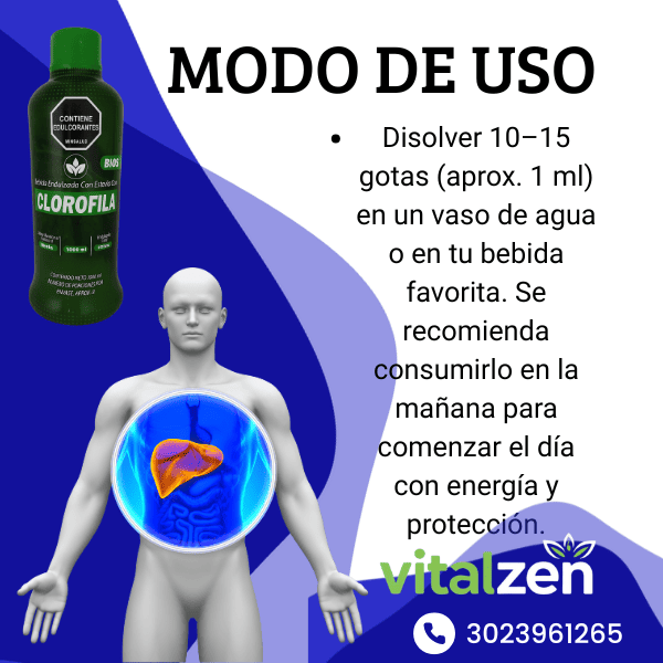 Clorofila con Stevia Vitalcom 1000ml Sabor Menta