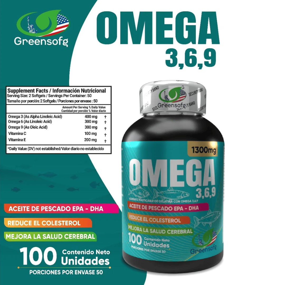 Omega 3-6-9 Salud Cerebral 1300mg 100 Cápsulas