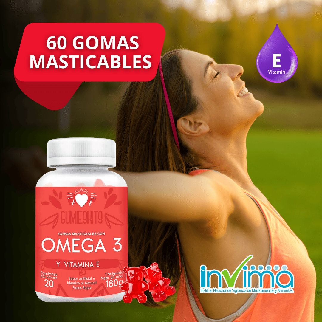 Omega 3 + Vitamina E 60 Gomitas Masticables x 3
