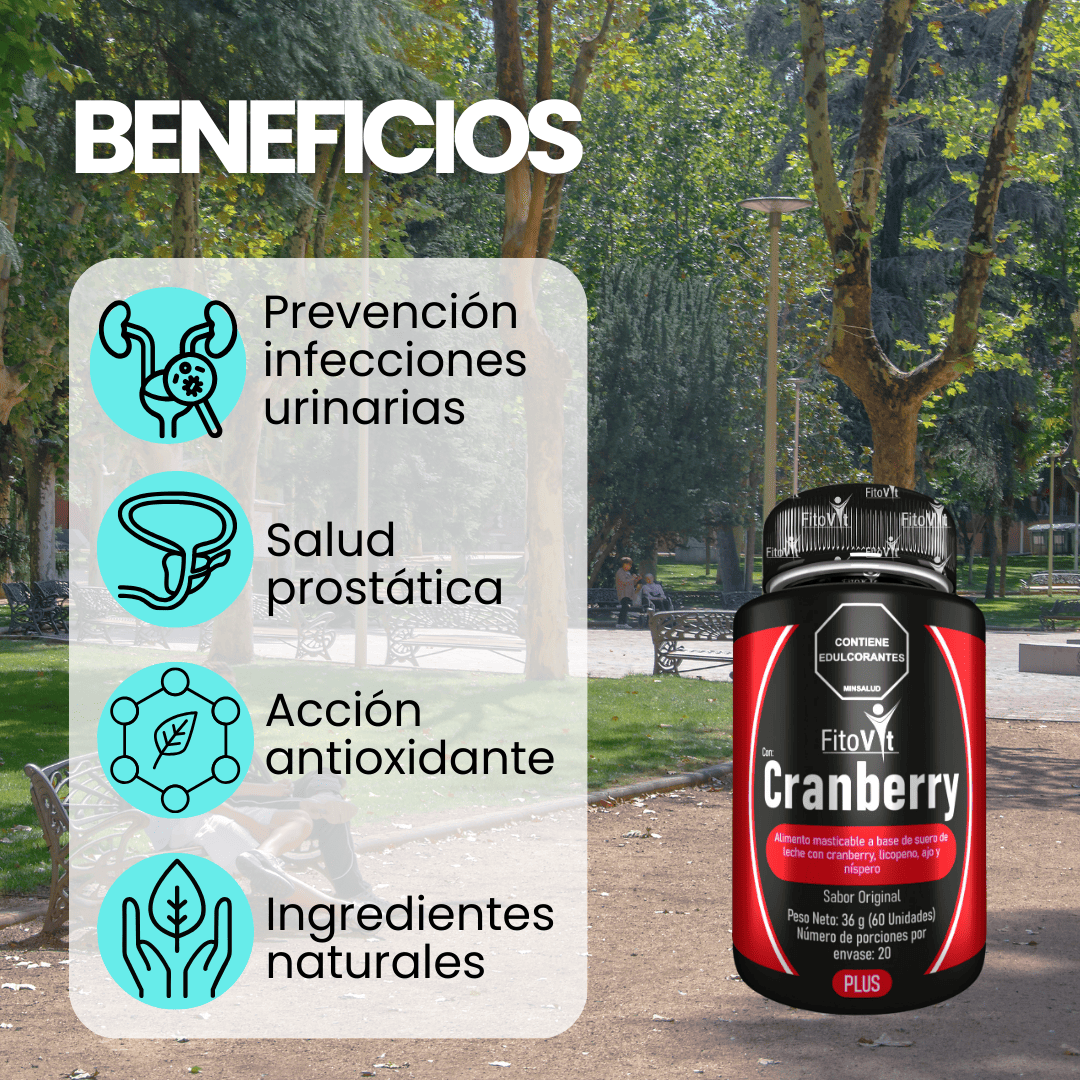 Cranberry y Licopeno FitoVit 60 Tabletas Masticables X2