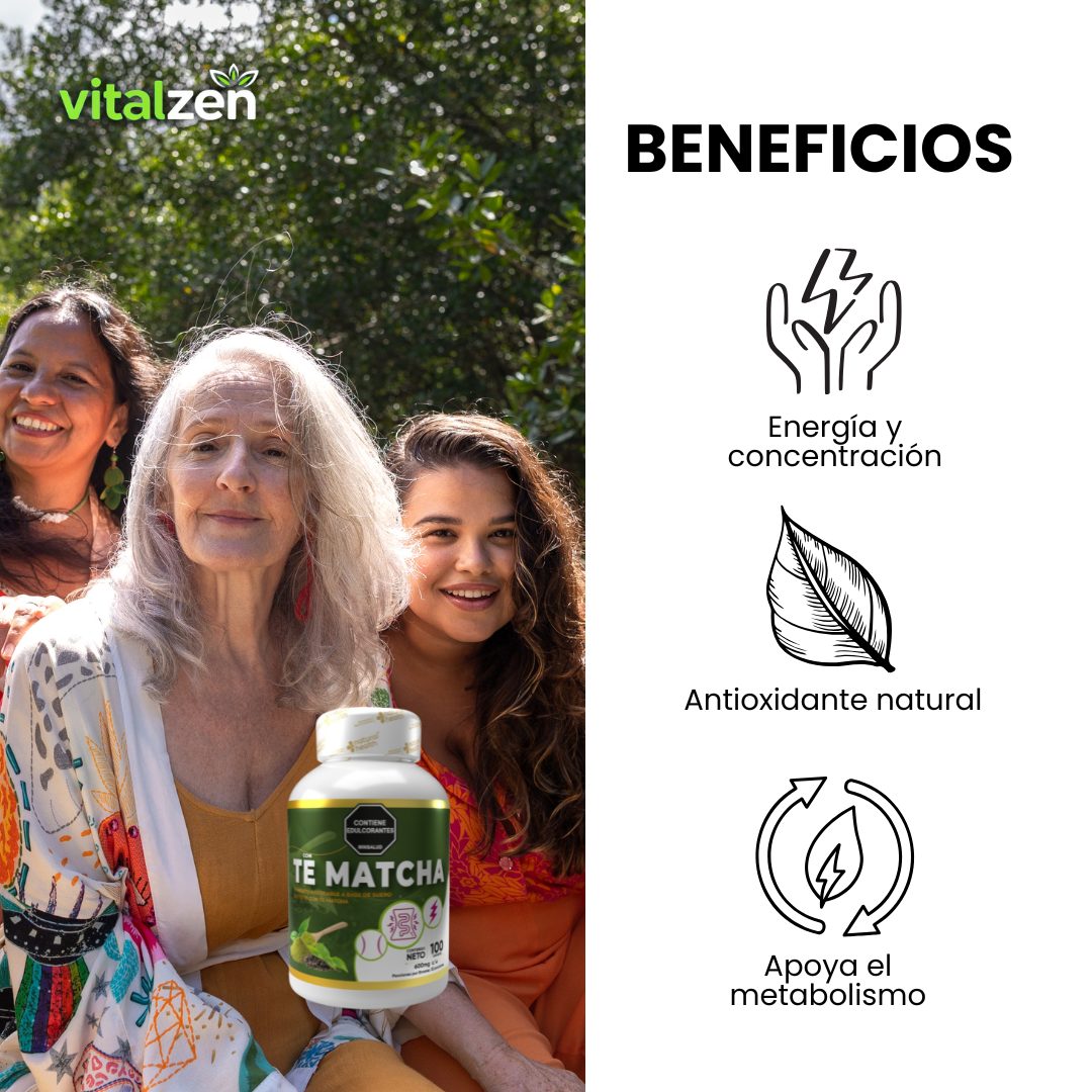 Té Matcha Natural Health 600mg 100 Tabletas Masticables