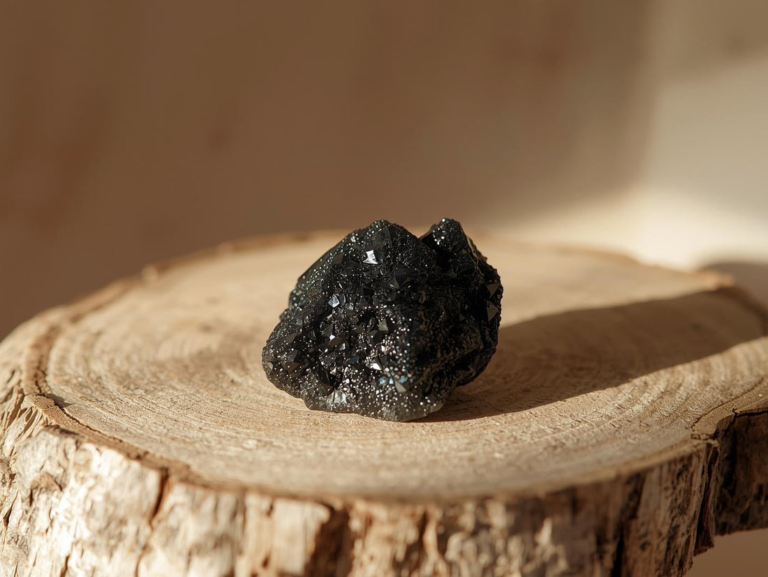 Piedra de turmalina negra utilizada en productos naturales de bienestar