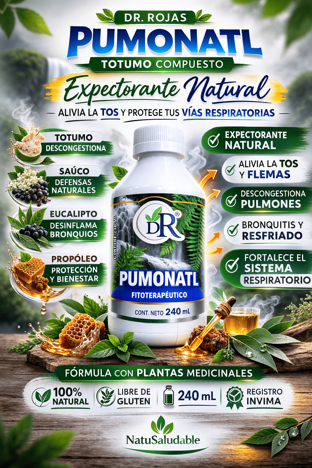 PUMONATL Dr. Rojas – Totumo Compuesto Expectorante Natural