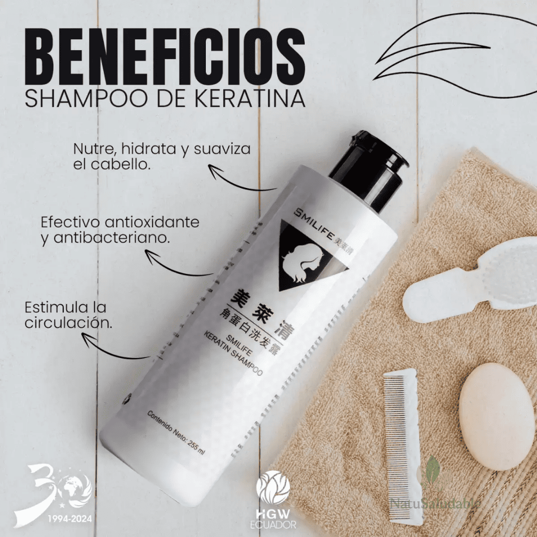 Shampoo de Keratina HGW 255 ml restauración y protección