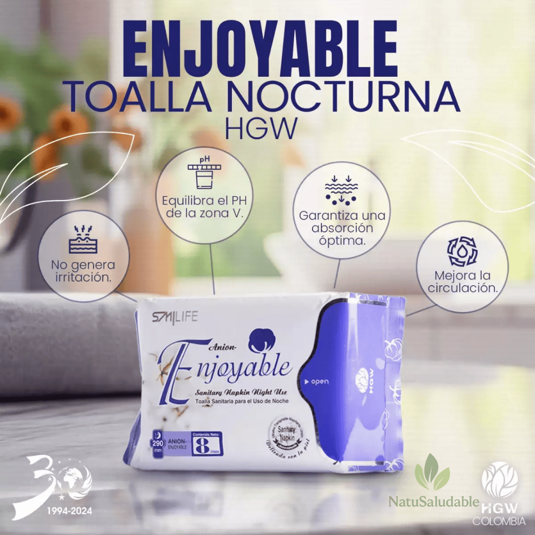 Toallas Sanitarias Nocturnas Smilife HGW con Turmalina