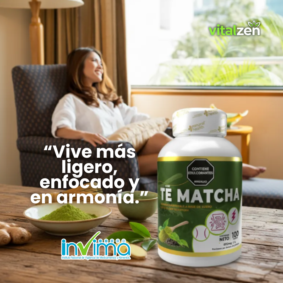 Té Matcha Natural Health 600mg 100 Tabletas Masticables