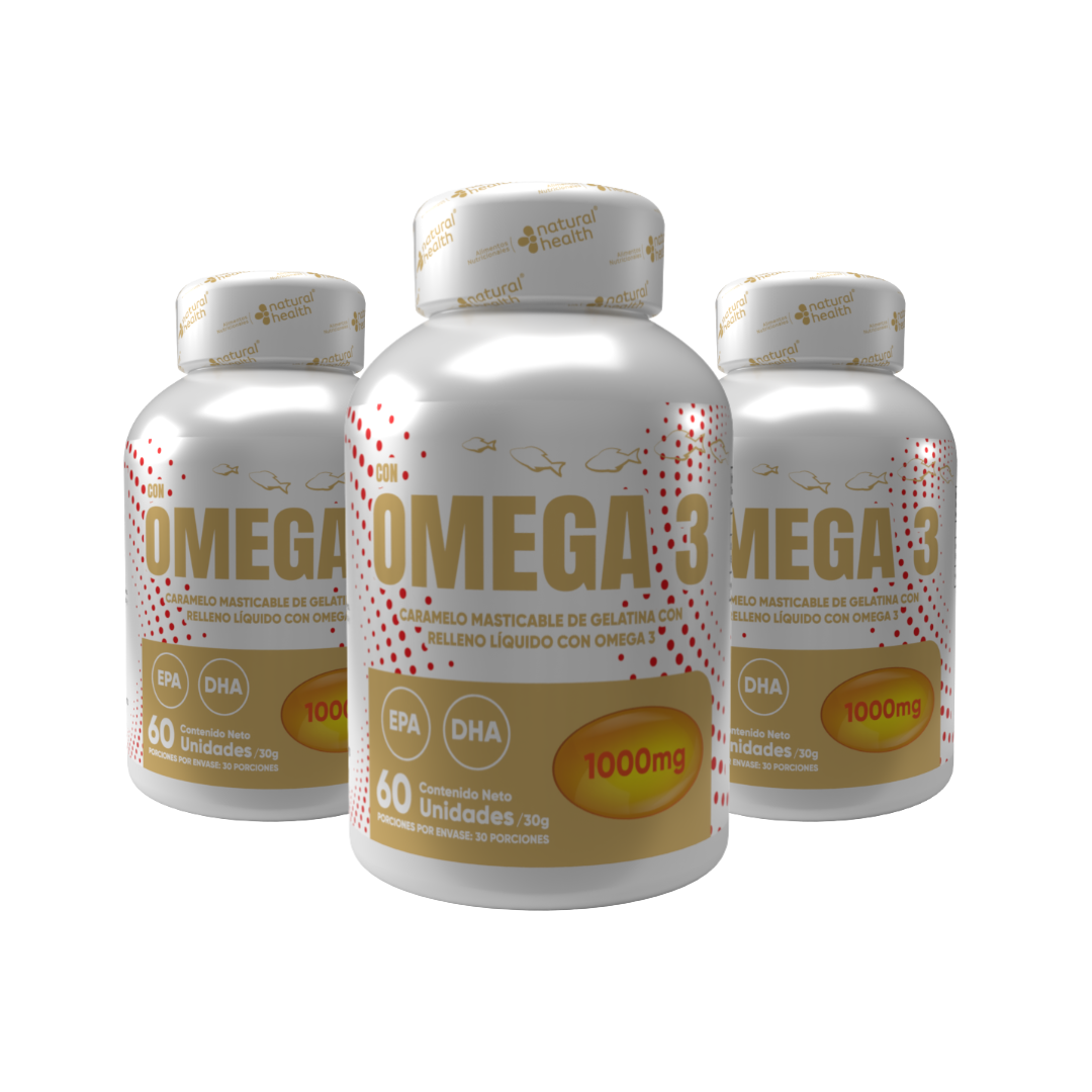 Omega 3 Natural Health 1000mg 60 Cápsulas X3