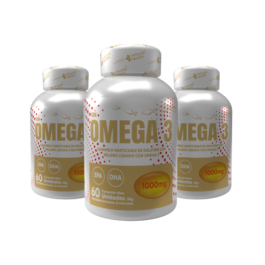 Omega 3 Natural Health 1000mg 60 Cápsulas X3