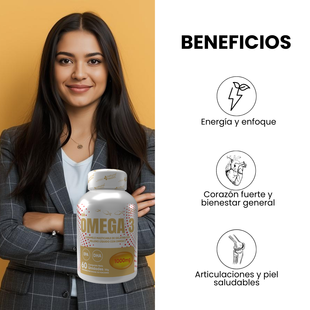 Omega 3 Natural Health 1000mg 60 Cápsulas X3