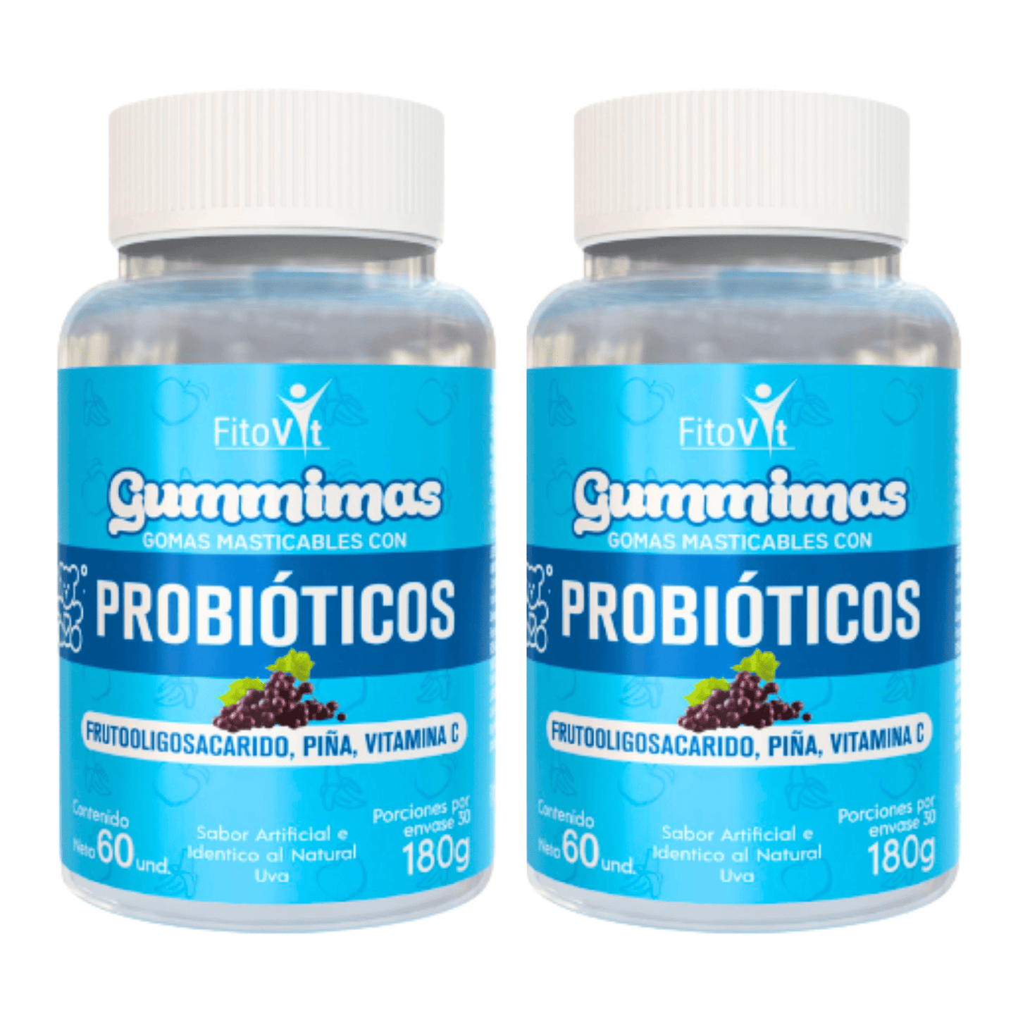 Probioticos + Prebioticos en Gomitas Sabor Piña 60g x2