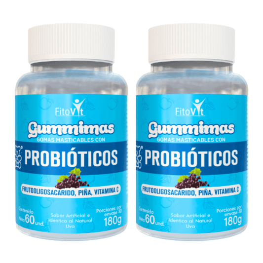 Probioticos + Prebioticos en Gomitas Sabor Piña 60g x2