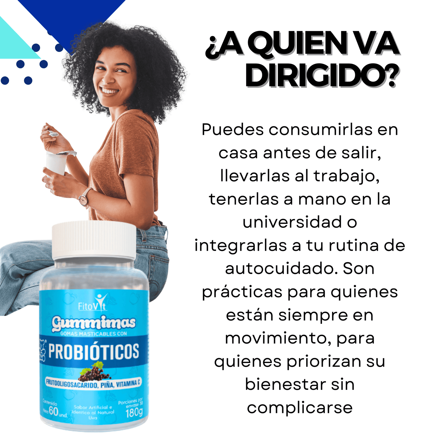 Probioticos + Prebioticos en Gomitas Sabor Piña 60g x2