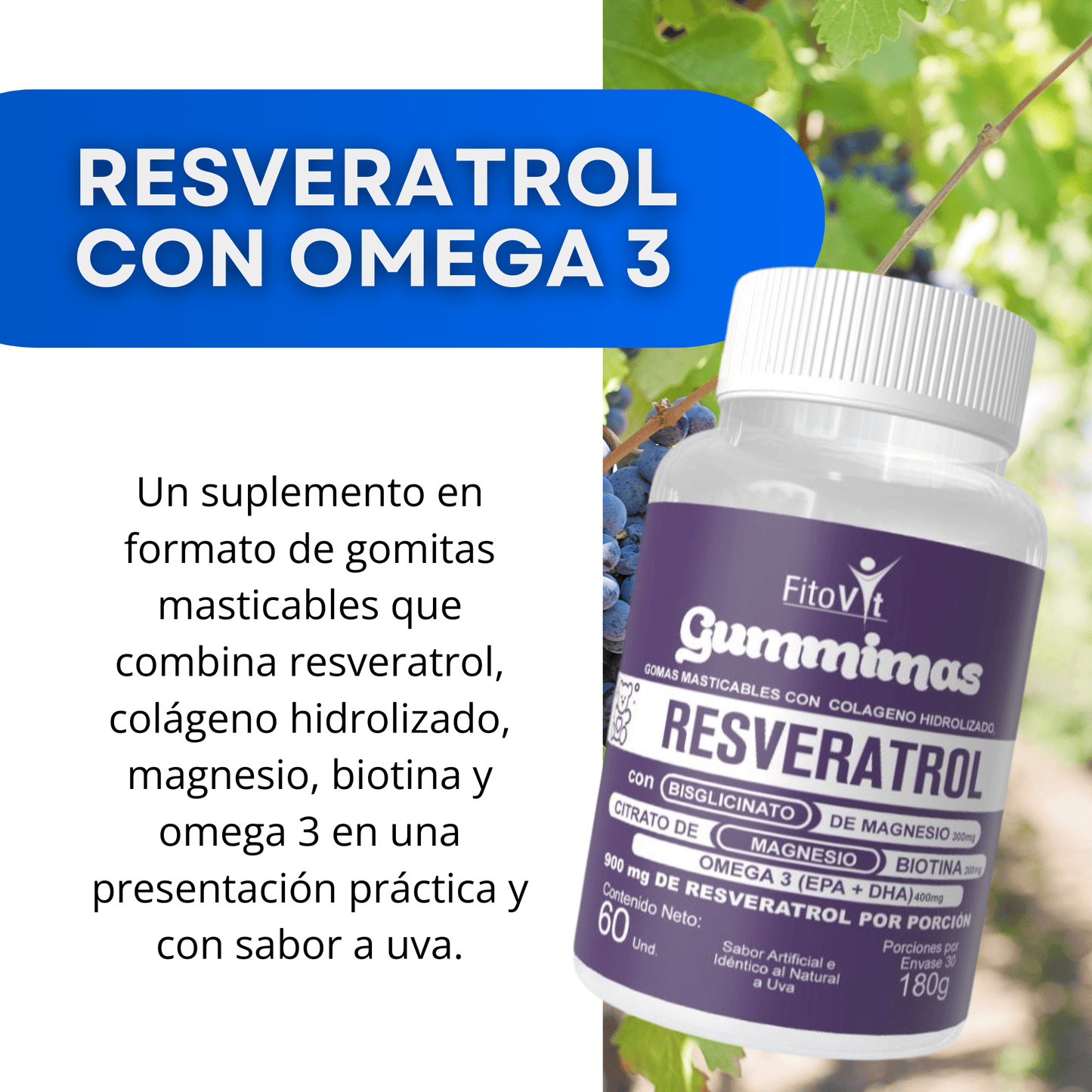 Resveratrol Omega 3 Fitovit 60 Gomitas Antioxidantes