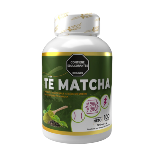 Té Matcha Natural Health 600mg 100 Tabletas Masticables